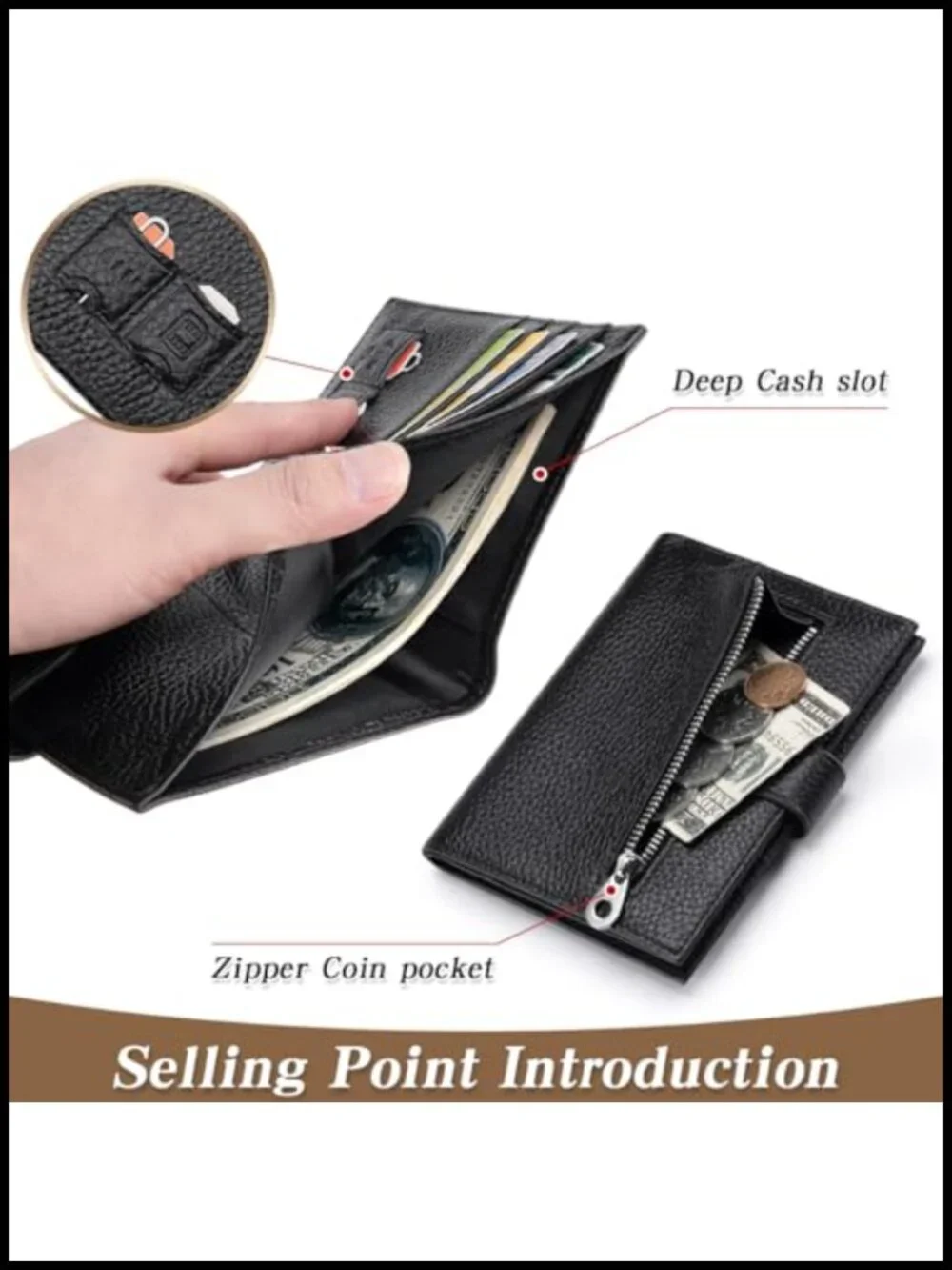 RFID Blocking Genuine Leather Passport Holder Travel Wallet with Card Slots